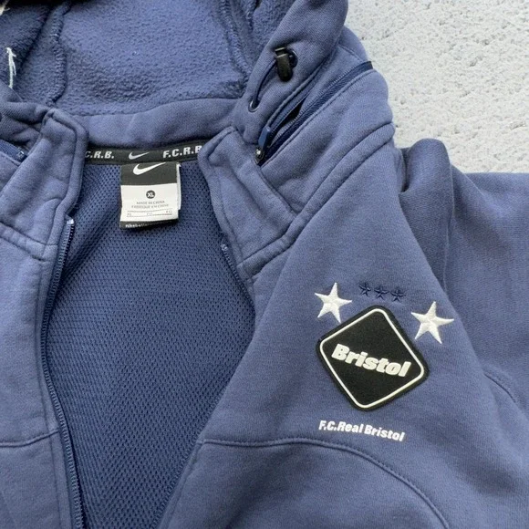 Nike F.C.Real Bristol Jacket Mens XL Navy Full Zip Star Hoodie